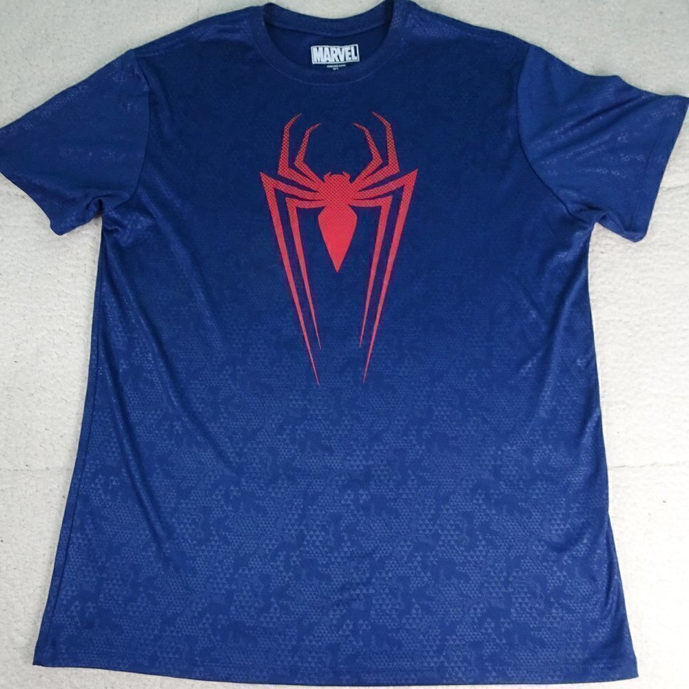 Marvel Spiderman Blue Athletic T-Shirt X-Large